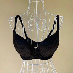 Victoria’s Secret Lined Demi Black Lace Padded Wire Bra 32DD